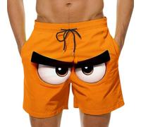 Mens Swimming Trunks UK Casual Funny Emoticon Pattern Beach Swim Shorts Summer Comfortable Surfing Swimming Trunks Loungewear Classic Style Relaxed Half Pant Threadbare Swimwear