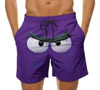 Mens Swimming Trunks UK Casual Funny Emoticon Pattern Beach Swim Shorts Summer Comfortable Surfing Swimming Trunks Loungewear Classic Style Relaxed Half Pant Threadbare Swimwear