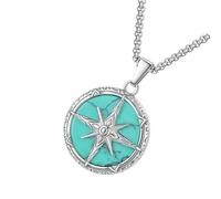 Mens Symbolic Round Necklace Stainless Steel Spiritual Jewelry Chain Accessories Sweater Necklace For Fashion Lover Star Pendant, One Size, as described, as described