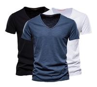 Mens T Shirt, 3 Pack, 2 Pack, Cotton V Neck T-Shirts Short Sleeve Tee Basic Top Casual Plain Cotton Breathable Multipack Sports Slim Fit Plus Size S to 5XL