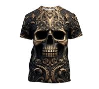 Men's T-Shirt 3D Print Graphic Funny T-Shirt with Skull Print Short Sleeve Novelty Tee Crew Neck Fashionable Shirts Regular Fit Casual Shirt for Men Casual Top Casual Soft Streetwear, black, XXL