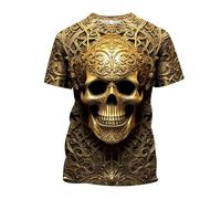 Men's T-Shirt 3D Print Graphic Funny T-Shirt with Skull Print Short Sleeve Novelty Tee Crew Neck Fashionable Shirts Regular Fit Casual Shirt for Men Casual Top Casual Soft Streetwear, yellow, XXL