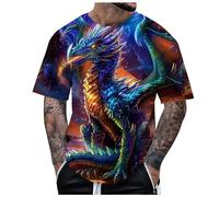 Men's T-Shirt 3D Print T-Shirts Dragon Motif Top Y2K Streetwear Sports Top Crew Neck Short Sleeve Breathable Sports Shirts Large Sizes Summer Shirt, navy, XXL