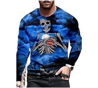 Men's T-Shirt 3D Printing Skull Unique Creative Pattern Men's Long Sleeve Fashion Men's Casual T-Shirt Men's Streetwear DT-06 XXL