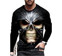 Men's T-Shirt 3D Printing Skull Unique Creative Pattern Men's Long Sleeve Fashion Men's Casual T-Shirt Men's Streetwear DT-05 L
