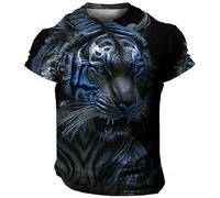 Men's T-Shirt 3D Tiger Print T-Shirt Top Casual Men's Animal Pattern Short Sleeve, 13, L