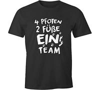 Mens T-Shirt 4 Feet 2 Feet A Team Funny Dog Motif Walking Shirt Size L Black