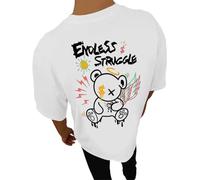 Mens T Shirt Back Print Summer Short Sleeve Tshirts Fashion Motif Clothing Retro Cotton Casual Shirt Boys Tee Crew Neck Outfit Lightweight Tops 01M#White Medium