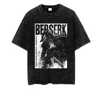 Men's T-Shirt Berserk Manga Guts Graphic Print Pullover Street Washed Retro Griffith T-Shirt Round Neck Short Sleeve Berserk Swordsman Tee Shirt Unisex Y2K Style