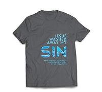 Mens T-Shirt Bible Verse Jesus Washed Away My Sin Christian Fashion Gifts M Graphite