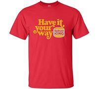 Mens T-Shirt Burger King, Logo, Have It Your Way, Hamburger, Fast Food Outdoor Graphic T-Shirt Red l Red M