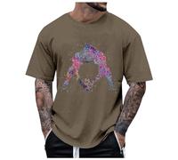 Men's T-Shirt Casual Cotton Spandex Striped Crewneck Short Sleeve T-Shirts Basic Pullover Stripe Man tee Shirt Mens tee Shirts Large & Long Size Police Tops for Men Clearance (Coffee, S)