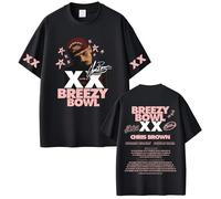 Men's T-Shirt Chris Brown Women's Summer Round Neck Short Sleeve Cartoon Print Sweater Retro Casual Black Washed Cotton Shirt Unisex Tops XS-3XL-Black||x_l