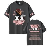 Men's T-Shirt Chris Brown Women's Summer Round Neck Short Sleeve Cartoon Print Sweater Retro Casual Black Washed Cotton Shirt Unisex Tops XS-3XL-Grey||x_s