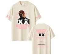 Men's T-Shirt Chris Brown Women's Summer Round Neck Short Sleeve Cartoon Print Sweater Retro Casual Black Washed Cotton Shirt Unisex Tops XS-3XL-Khaki||x_l