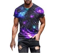 Mens T Shirt Clearance,Men Short Sleeve Crew Neck Star Sky Printed Shirts Summer Holiday Vacation Beach Blouses Casual Loose Fit Tops Comforty Breathable Cotton Tees Trendy Clothes UK Size M-4XL