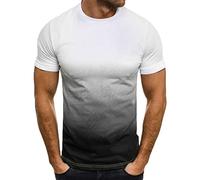 Men's T-Shirt Clearance Short Sleeve Crew Neck Cotton Tee Gradient Printed Tshirts Blouses Breathable Loose Oversized Pullover Tops for Gym Work Sports Casual Wear