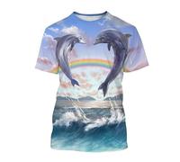 Men's T-Shirt Dolphin 3D Printed Short Sleeve Tee Shirts Casual Summer Round Neck Sportswear Tracksuit Tops