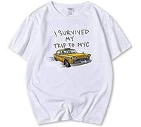 Men's T-Shirt Feel Soft Fashion Summer T-Shirts Tom Holland Tees I Survived My Trip to NYC Cotton Casual Funny T-Shirts White S