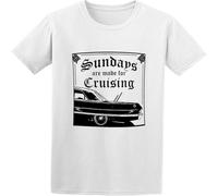 Men's T Shirt Feel Soft Funny Lowrider Sundays are Made for Cruising Twin Needle Sleeves and Hem O Neck Tee White 3XL