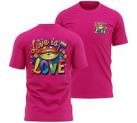 Mens T Shirt for Gay Pride Rainbow Lips Love is Love Back Print LGBTQ Top for Him Boyfriend Festival Gift Out, 3XL, Bright Pink