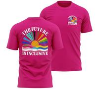 Mens T Shirt for Pride The Future is Inclusive LGBTQ Gay Tee with Rainbow Sunset Design for Him Partner Son Festival Gift, XL, Bright Pink