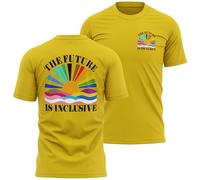Mens T Shirt for Pride The Future is Inclusive LGBTQ Gay Tee with Rainbow Sunset Design for Him Partner Son Festival Gift, XL, Yellow