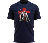 Mens T Shirt for St Georges Day - English Knight Patriotic Top England Celebration Tee, L, Navy