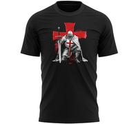 Mens T Shirt for St Georges Day - English Knight Patriotic Top England Celebration Tee, S, Black