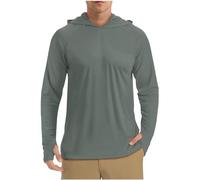 Men's T-Shirt Hooded Blouse UV Sun Protection Tops Crew Neck Long Sleeves Premium Soft Durable Comfort Regular Fit Outdoor Shirts Lightweight Sport Quick Drying Breathable Tee Shirt Summer UK