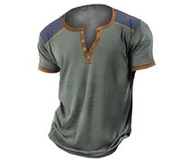 Men's T-Shirt Iconic Tee V Neck T-Shirts with Dropped Shoulders Super Soft Summer Crew Cotton Fast-Drying T Shirt Casual Outdoor Hiking Walking Army Green