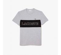 Men's T-Shirt Lacoste Regular-Fit Colour Block Print Short Sleeve in Grey