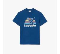 Men's T-Shirt Lacoste Washed Effect Tennis Paris Regular Fit in Blue