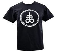 Mens T Shirt Leviathan Cross Alchemy Satan Satanic Goth Gothic Infinity Snake Black(Large)