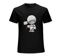 Men's T Shirt Marvin The Paranoid Android Hitchhiker's Guide to The Galaxy Funny Artsy Awesome Artwork Printed Tee Black Size L