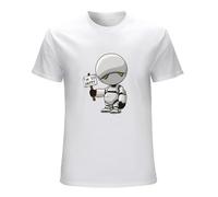Men's T Shirt Marvin The Paranoid Android Hitchhiker's Guide to The Galaxy Funny Artsy Awesome Artwork Printed Tee T-Shirt White M