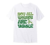 Men's T-Shirt Mental Health Awareness Motif Print Short Sleeve Crew Neck Basic Top Breathable Comfortable Plain, White, L