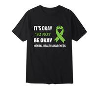 Men's T-Shirt Mental Health Awareness Printed Short Sleeve Basic Crew Neck Breathable Comfortable Casual Streetwear Casual, black, M