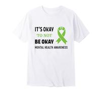 Men's T-Shirt Mental Health Awareness Printed Short Sleeve Basic Crew Neck Breathable Comfortable Casual Streetwear Casual, White, S
