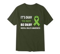 Men's T-Shirt Mental Health Awareness Printed Short Sleeve Basic Crew Neck Breathable Comfortable Casual Streetwear Casual, Army Green, M