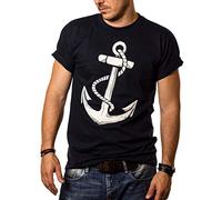 Mens T-Shirt Navy-Blue Anchor Print Size L