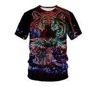 Men's T-Shirt Novelty Tiger Lion Graphic Tee Shirt 3D Print Funny Animal Unisex Loose Top XL Y941