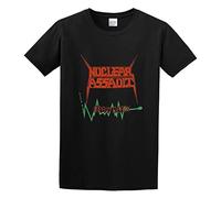 Men's T Shirt Nuclear Assault Brain Death S.O.D. Anthrax Exodus Thrash Metal Twin Needle Sleeves and Hem Black