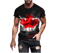 Mens T Shirt Patriotic Canada Day Maple Leaf Flag Print Tops Casual Short Sleeve Round Neck Summer T Shirts Holiday Celebrations Outings Tshirts Everyday Wear