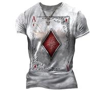 Men's T-Shirt Print Summer Slim Fit Fitness Men's Short-Sleeved Henry Collar Personality Trend Sports Comfortable Men's Base Shirt Stretch Casual All-Match Men's Tops I-White2 L