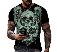 Men's T-Shirt Retro Skull Tattoo Pattern T-Shirt Casual Short Sleeve Round Neck Tees Slim Summer Tops