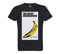 Men's T-Shirt Round Neck Organic Cotton The Velvet Underground Andy Warhol Rock 70's Vintage, Black, L