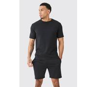 Men's T-Shirt & Short Lounge Set | Black | Size 4X-Large | BOOHOOMAN