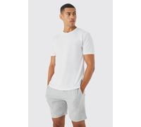 Men's T-Shirt & Short Lounge Set | Grey | Size 5X-Large | BOOHOOMAN