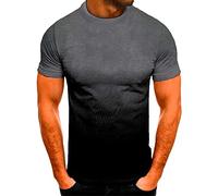 Men's T-Shirt Short Sleeve Crew Neck Cotton Tee Gradient Printed Tshirts Blouses Breathable Loose Oversized Pullover Tops for Gym Work Sports Casual Wear